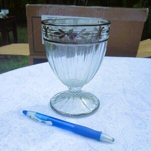 VTG LARGE GLASS GOBLET W/PEDESTAL HAND PAINTED DESIGN $20 Details Condition Used